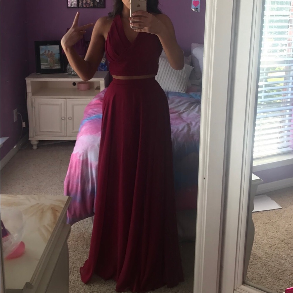 Two-Piece Red Gown